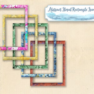 Digital Frames, Floral Borders, Abstract Wood, Watercolor Transparent PNG, Brightly colored frame clipart, Patterned border for scrapbooking