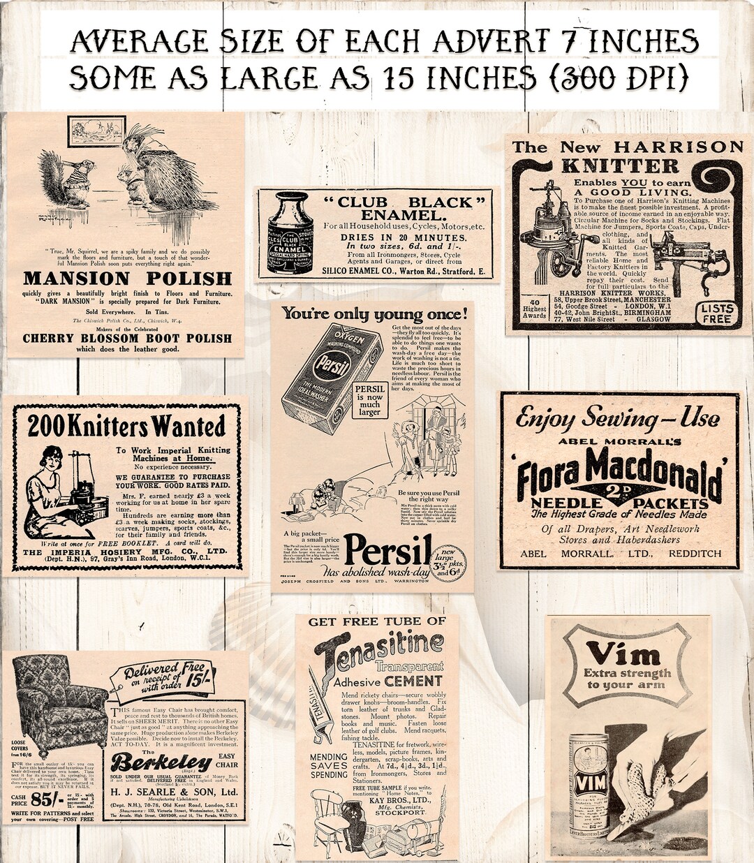 Vintage British Adverts, Household Adverts, Digital Collage, LARGE ...