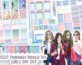 ECLP Fashion Girls Sticker Kit | Bridal Party Sticker Kit | Planner Girl Erin Condren PRINTABLE Stickers | Pink & Blue Planner Stickers