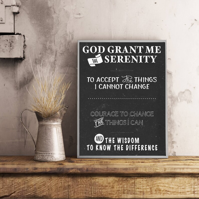 serenity prayer printable chalkboard serenity prayer etsy