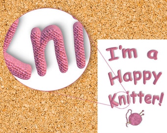 Gift for Knitter, Printable Pink Wall Art, Original KNITTED TEXTURE "I'm a Happy Knitter" instant printable, pink typography, pink wall art