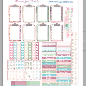 Mason Jar Planner Sticker Kit Erin Condren, Ausdruckbare Planner Sticker, ECLP Weekly Sticker Kit, Mason Jars & Floral Printable Kit, Cut File Bild 5