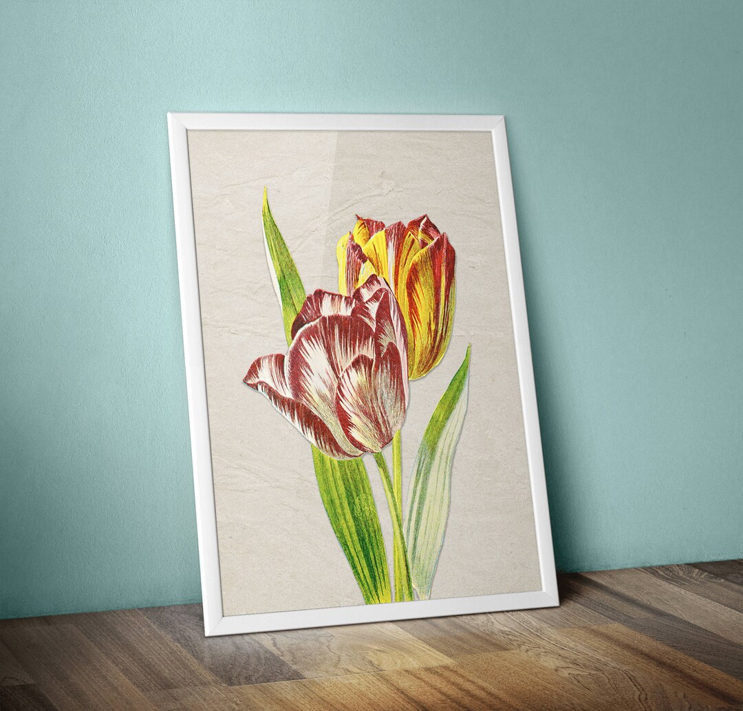 Vintage Tulips Print, Floral Wall Art, Wall Decor, Tulip DIGITAL Print ...