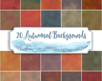 Autumn Fall brown orange green watercolour backgrounds, painted fall theme 20 sheets instant download scrapbook collage paper commercial use