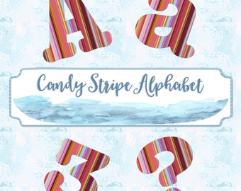 Alphabet Clip Art, Buchstaben Clip Art, Zahlen Clip Art, Candy Stripe Alphabet Buchstaben, Zahlen Clip Art, Transparent Clip Art, BUJO Zahlen