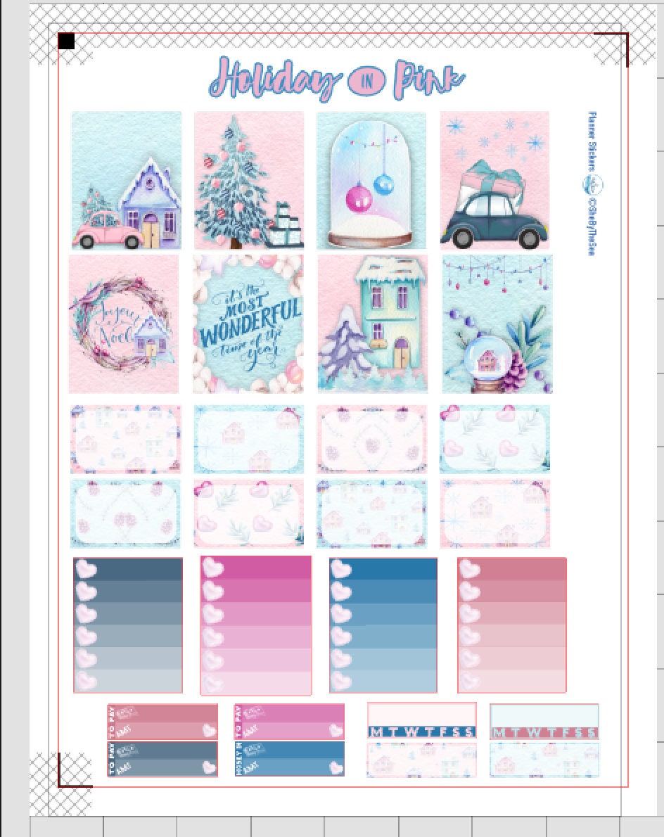 Pink Planner Christmas Sticker Kit, Erin Condren Vertical, Printable ...