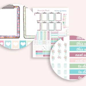 Mason Jar Planner Sticker Kit Erin Condren, Ausdruckbare Planner Sticker, ECLP Weekly Sticker Kit, Mason Jars & Floral Printable Kit, Cut File Bild 3