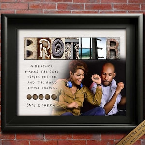 Brother Gift Idea Gift for Brother from Sister Big brother Little Brother Sister gift Custom Photo Brother Thank You gift