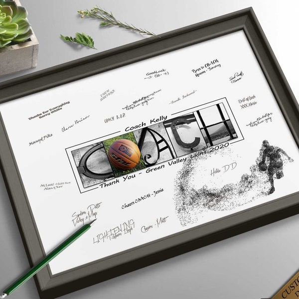 Gift For Basketball Coach Personalized Coach Thank You Gift for all the team to sign End of year sports party celebration gift Printable