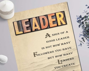 Gandhi Leadership Quotes - Sign of a good leader isn't how many followers, Wall Art Printable
