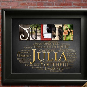 Julia Name Sign Juliana Wall Art Décor Personalized Gift Typography Poster Printable Letter Art Name Meaning, 4 Digital Prints, ANY NAME A-Z