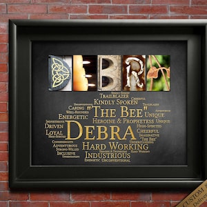 Poster name Sign Wall Art Décor Personalized Gift Typography Printable Letter Art Name Meaning - 4 Digital Prints Debra or ANY NAME A-Z