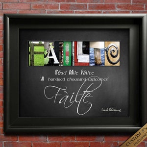 Regalo irlandés con frase "Failte", hecho en Irlanda, regalo de bendición irlandesa, Día de San Patricio, arte celta, Irlanda, cien mil bienvenidas, regalo irlandés digital.