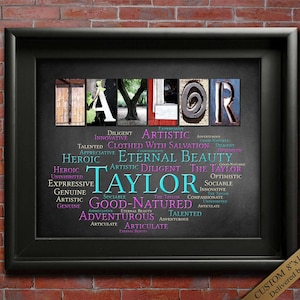 Taylor Name Sign Wall Art Décor Personalized Gift Typography Poster Printable Letter Art Name Meaning, 4 Digital Prints ANY NAME A-Z