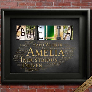 Name Sign Wall Art Décor Personalized Gift Typography Poster Printable Letter Art Name Meaning - Amelia 4 Digital Prints or ANY NAME A-Z