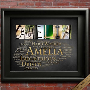 Name Sign Wall Art Décor Personalized Gift Typography Poster Printable Letter Art Name Meaning - 4 Digital Prints Amelia or ANY NAME A-Z