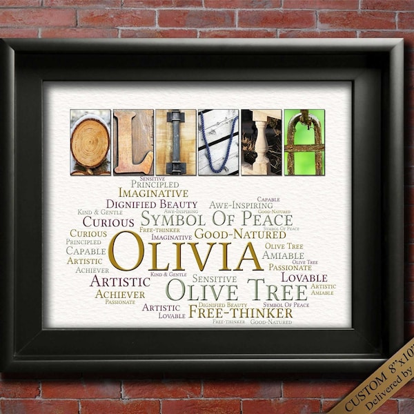 Olivia Name Sign Wall Art Décor Personalized Gift Typography Poster Printable Letter Art Name Meaning, 4 Digital Prints ANY NAME A-Z