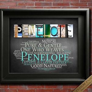Name Meaning Gifts Wall Art Décor Personalized Gift Poster Popular Female Art Male Name Origin, 4 Digital Prints Penelope or ANY NAME A-Z