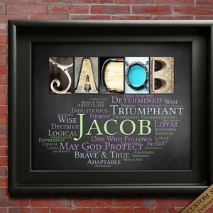 Jacob Name Sign Wall Art Décor Personalized Gift Typography Poster Printable Letter Art Name Meaning, 4 Digital Prints, ANY NAME A-Z