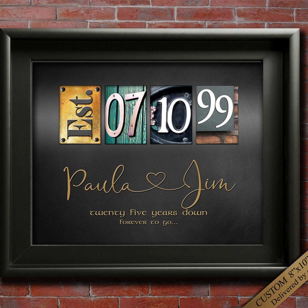 25th Anniversary Gift for Him Her Silver Anniversary 25 Year Wedding Anniversary Gifts for Husband Wife 21st 22nd  23rd 24th CUSTOM DIGITAL