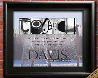 Hockey Coach Gift Ideas, Personalized Hockey Coach Appreciation Gifts Printable