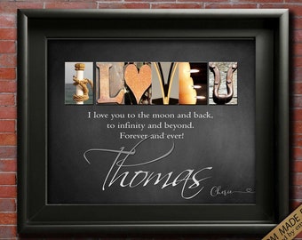 Engagement Gift for Couple, Anniversary Gift, Valentines Day Gift - I Love U Wall Art