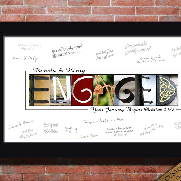 Engagement Gifts for couple unique Engagement Ornament, Engagement Party Sign Personalized Engagement Gift Guestbook CUSTOM DIGITAL