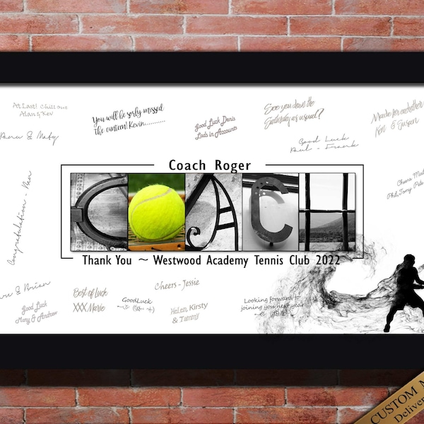 Tennis Sign For Tennis Coach Thank You Gift for club players to sign Tennis tournament presentation award gift Guest Book Printable