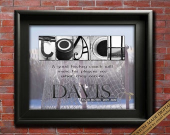 Hockey Coach Gift Ideas, Personalized Hockey Coach Appreciation Gifts Printable