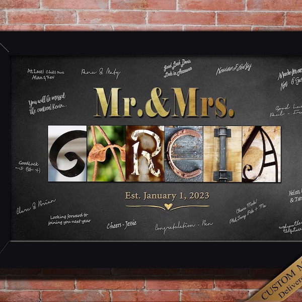 Mr and Mrs Sign Wedding Guest Book Alternative Custom Name Art Guest Book unique wedding decor Custom Printable