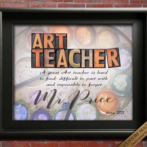 Kunstlehrer Geschenk für Kunstlehrer Geschenke, personalisiertes Kunstlehrer Geschenk von Studenten Ende des Jahres Kunstlehrer CUSTOM DRUCKBAR
