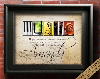 Music Teacher Gift Piano Teacher Gift Music Gift Guitar Teacher Violin teacher Band teacher Music Lover Gifts for Musicians Music Poster JPG