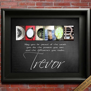 Thank You Doctor Gift with choice of quotes and customized with the Doctors name using my unique alphabet Art Photography for a do it yourself framed wall art gift
May you be proud of the work you do