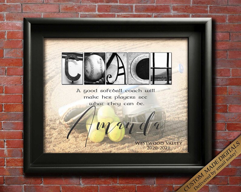 Softball Coach Gift Ideas Coaches Gifts Softball Gift Thank Etsy