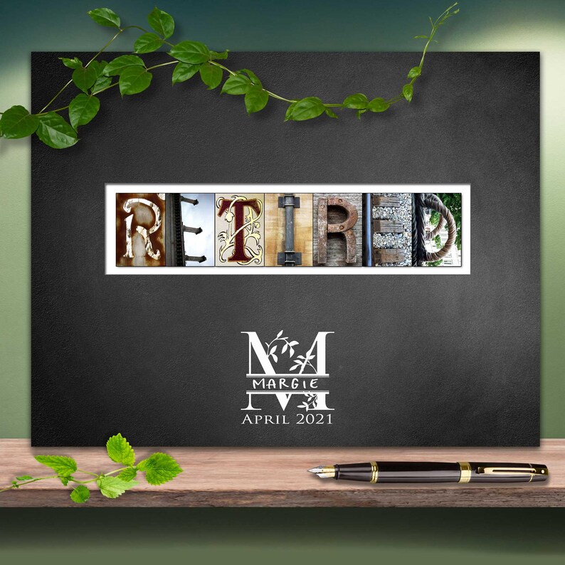 Gift for Retirement Party Guestbook Sign Signable Poster Print Designer Quality Monogram Company Logo image 5