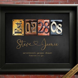 17th Anniversary Gift for Him Her Wedding Anniversary Gifts for Husband Wife Personalized Date gift for anniversary ideas gay CUSTOM DIGITAL