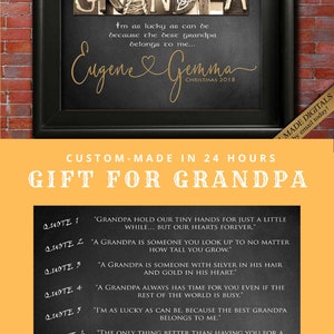 Personalized Quote Gift for Grandpa for Christmas Birthday custom made with choice or quotes.
Only the best dads get promoted to grandpa.
I'm as lucky as can be the best grandpa belongs to me.