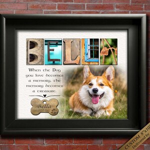 dog memorial gift with meaningful quote and pet portrait photo