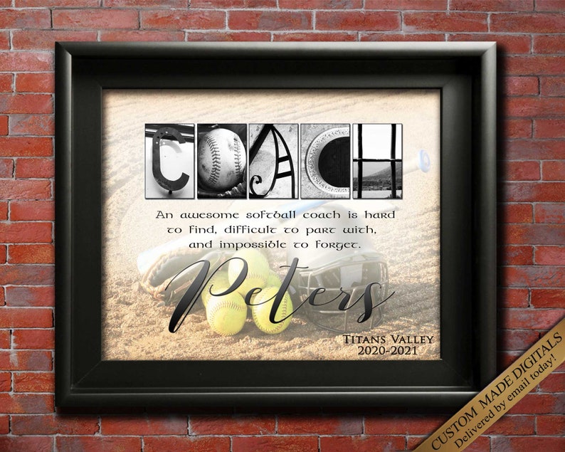 Softball Coach Gift Ideas Coaches Gifts Softball Gift Thank Etsy