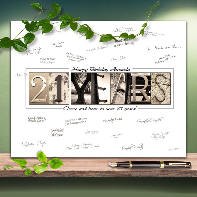 Girls 21st Gift for his twenty her birthday 21 years for all the family and friends to sign