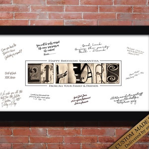Unique 21st Birthday Gift for guests at 21st birthday to sign. choose your 21st birthday quote. 21 YEARS printable wall art sign.