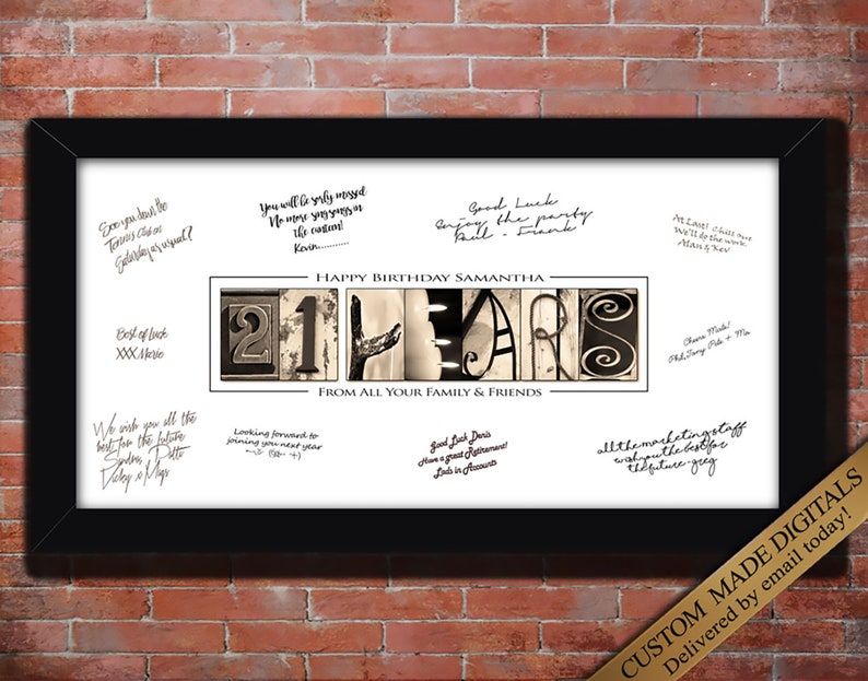 Unique 21st Birthday Gift for guests at 21st birthday to sign. choose your 21st birthday quote. 21 YEARS printable wall art sign.