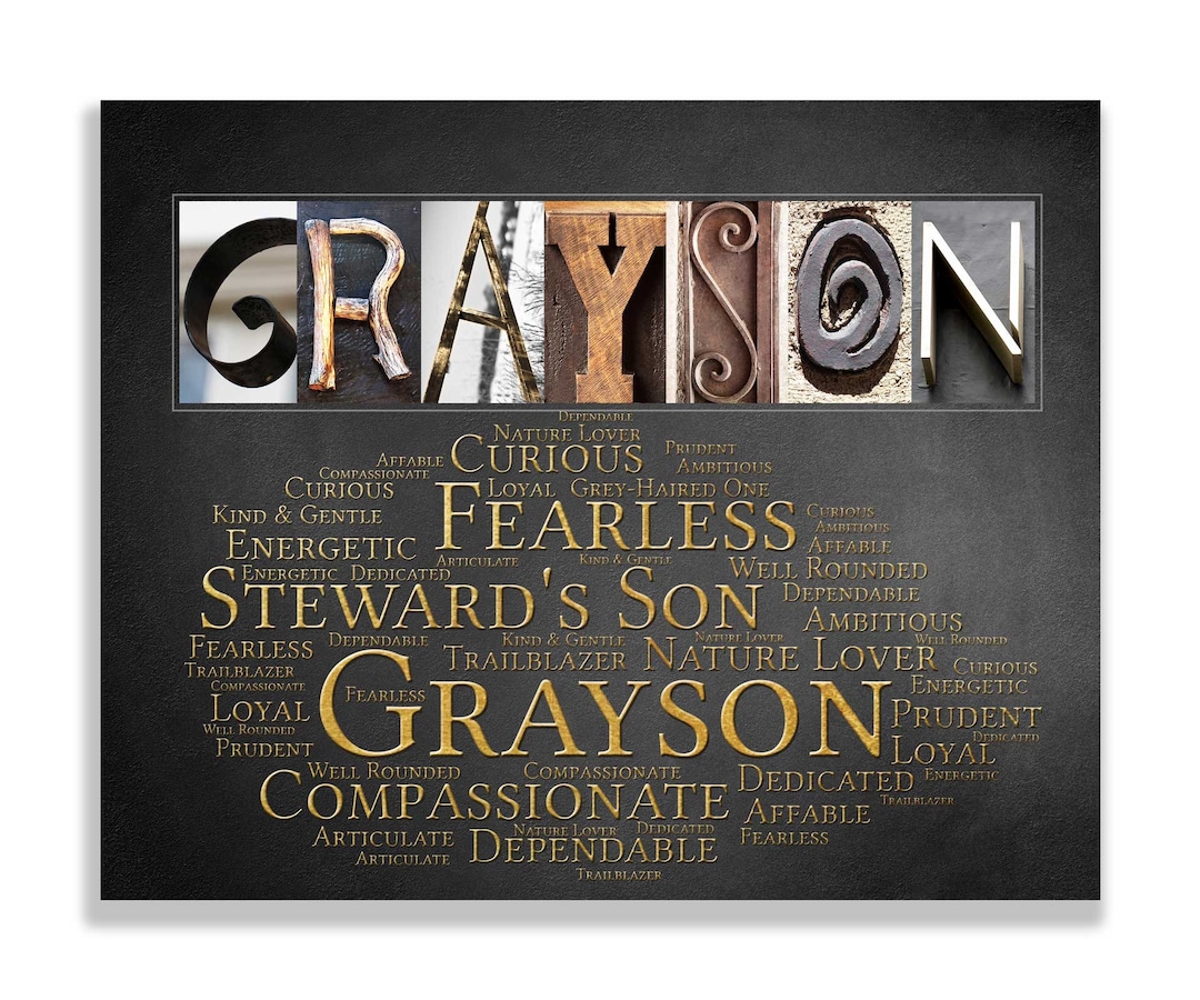 Grayson Name Sign Greyson Wall Art Décor Personalized Gift Typography Poster Printable Letter