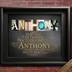 Teenager Gift Name Sign Wall Art Décor Personalized Gift Typography Poster Printable Anthony Name Meaning - 4 Digital Prints or ANY NAME A-Z