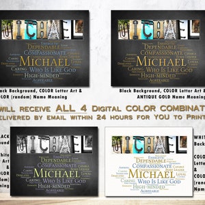 Gift for Michael Name Meaning Wall Sign for Christmas Printable Mike Mick Micky. Most popular boys names.