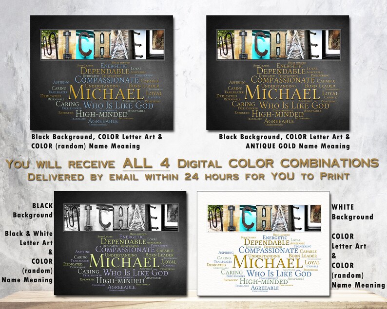 Gift for Michael Name Meaning Wall Sign for Christmas Printable Mike Mick Micky. Most popular boys names.