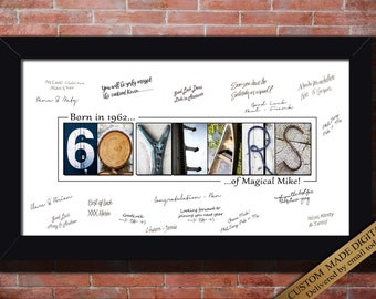 Happy 60th Birthday Gift Men Dad 60th Party Decorations to sign man Card Alternative