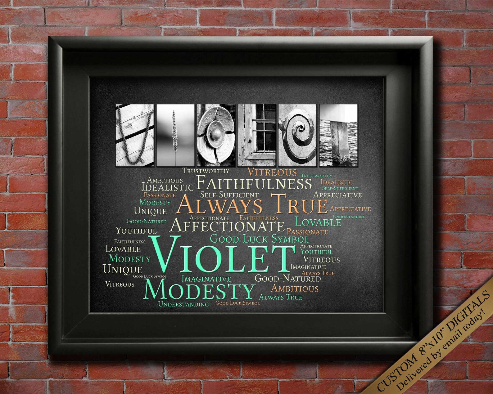 Violet Name Sign Wall Art Décor Personalized Gift Typography Etsy