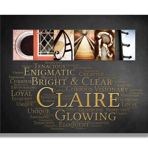 Name Sign Wall Art Poster Personalized Gift Typography Poster Printable Letter Art Name Meaning - 4 Digital Prints Claire or ANY NAME A-Z