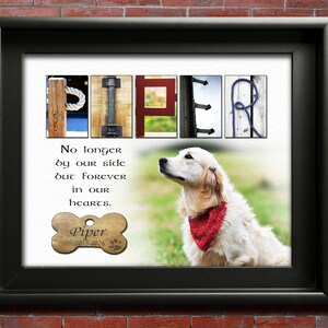 dog memorial gift with meaningful quote and pet portrait photo
